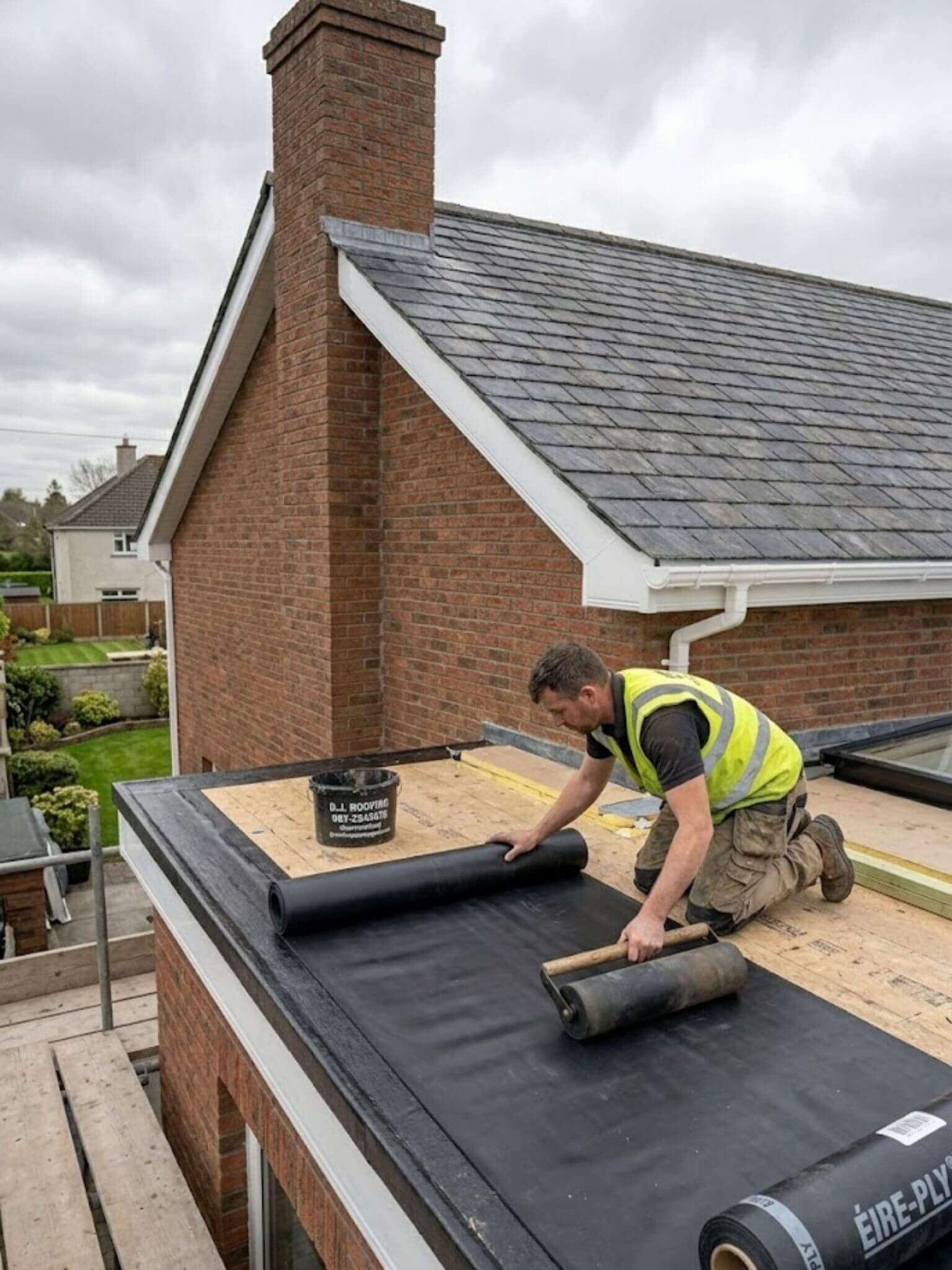 New flat roof on extension